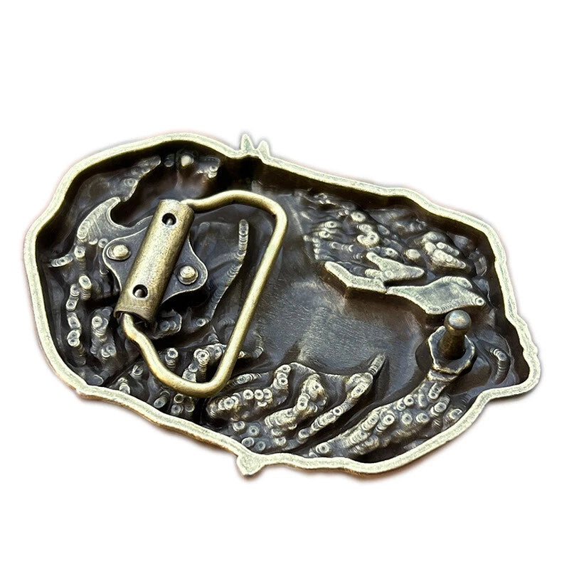 Western Mustang Belt Buckle - Vintage Cowboy Silver Tone Zinc Alloy Unisex