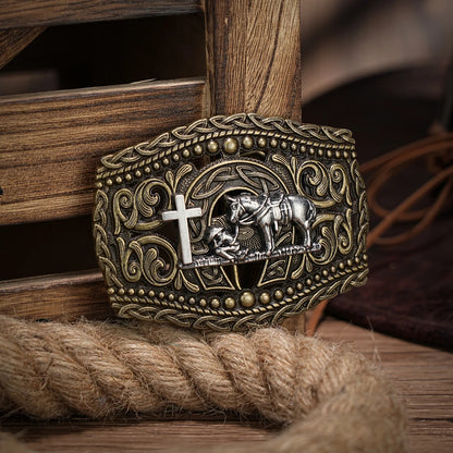 Western Silver Skull Belt Buckle for Men & Women - Vintage Cowboy Rodeo