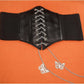 Wide Lace-Up Elastic Corset Waspie Belt - XS to Plus Size