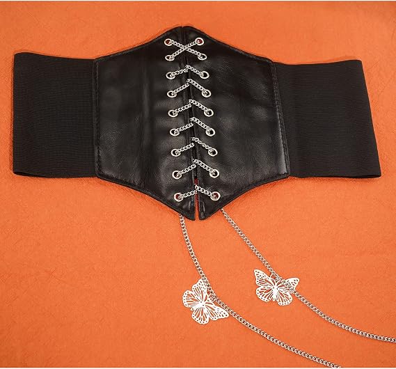 Wide Lace-Up Elastic Corset Waspie Belt - XS to Plus Size