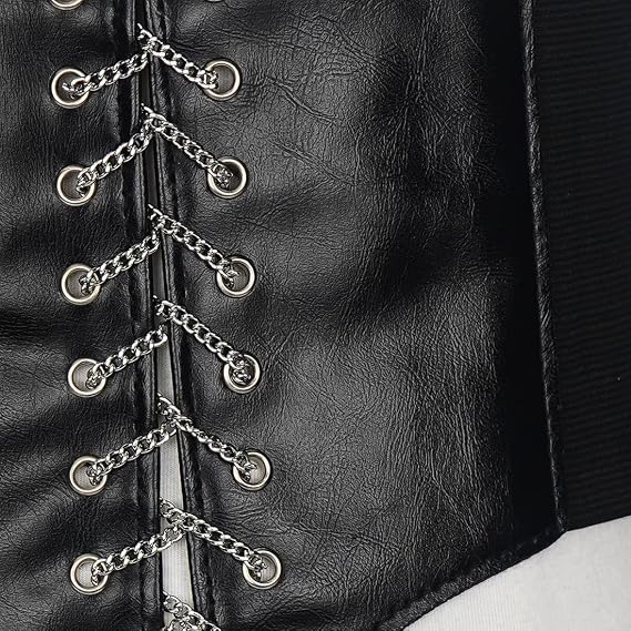 Wide Lace-Up Elastic Corset Waspie Belt - XS to Plus Size