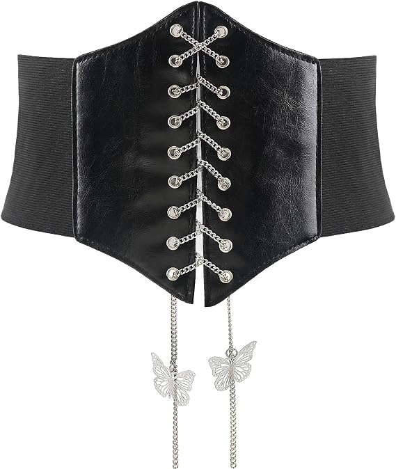 Wide Lace-Up Elastic Corset Waspie Belt - XS to Plus Size