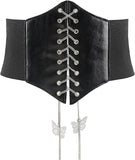 Wide Lace-Up Elastic Corset Waspie Belt - XS to Plus Size