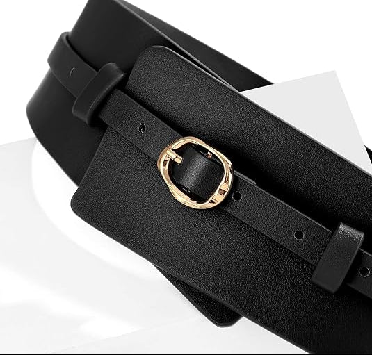 Women's 2-in-1 Detachable Wide Waist Belt – Liquid Gold Buckle