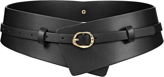 Women's 2-in-1 Detachable Wide Waist Belt – Liquid Gold Buckle