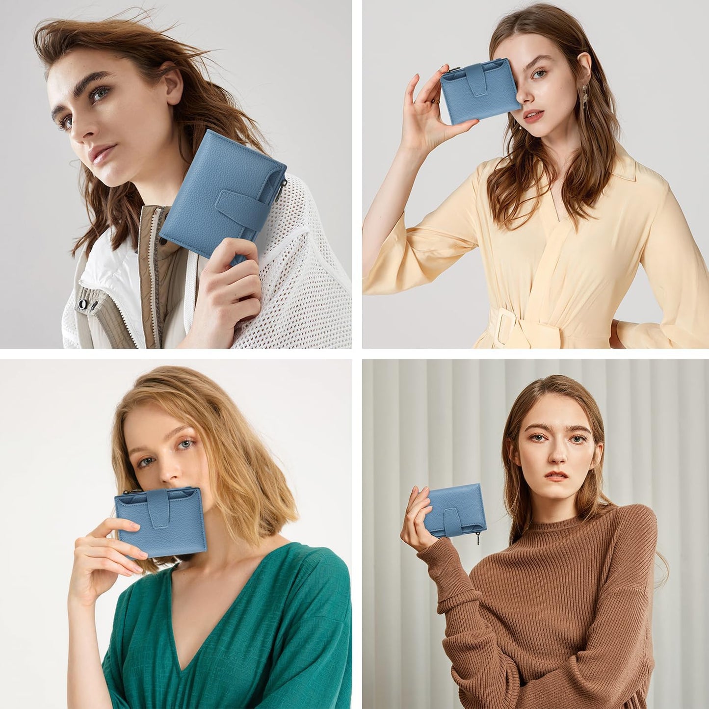 Women's Compact RFID Blocking Leather Bifold Wallet
