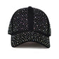 Women's Black Rhinestone Studded Baseball Cap - Adjustable & Breathable