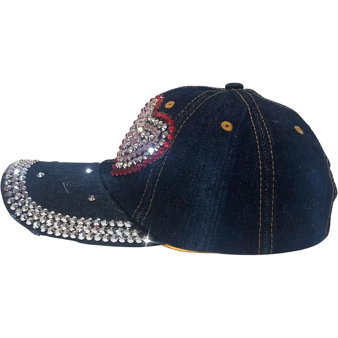 Women's Bling Heart Rhinestone Baseball Cap – Sparkle & Glamour