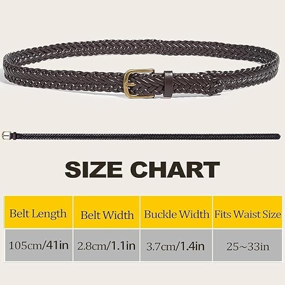 Women's Casual Braided Work Belt - Thin Woven Style