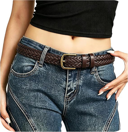 Women's Casual Braided Work Belt - Thin Woven Style