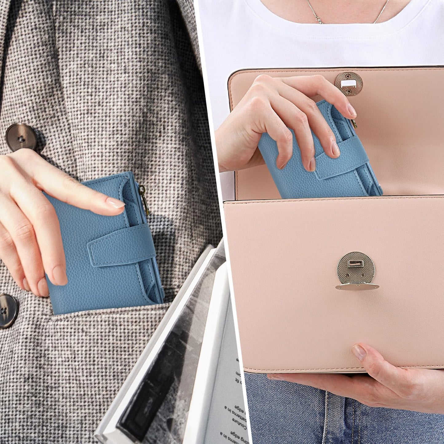 Women's Compact RFID Blocking Leather Bifold Wallet
