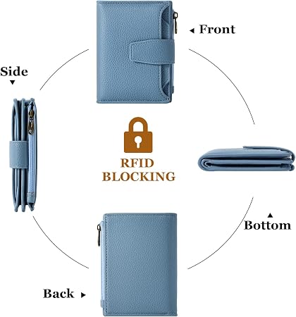 Women's Compact RFID Blocking Leather Bifold Wallet