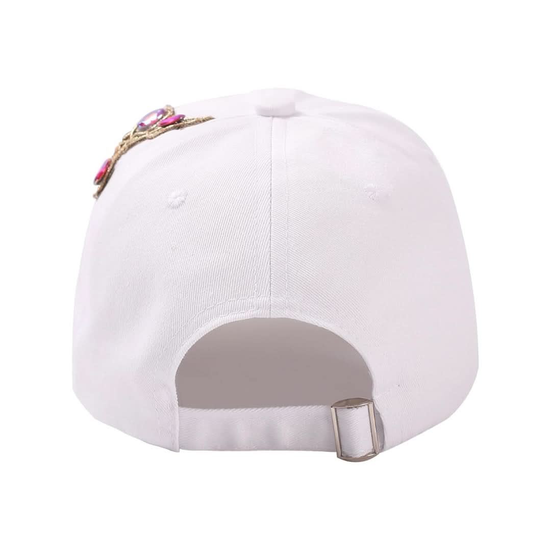Women's Embroidered Rhinestone Cap – Glamorous Sparkle Fashion