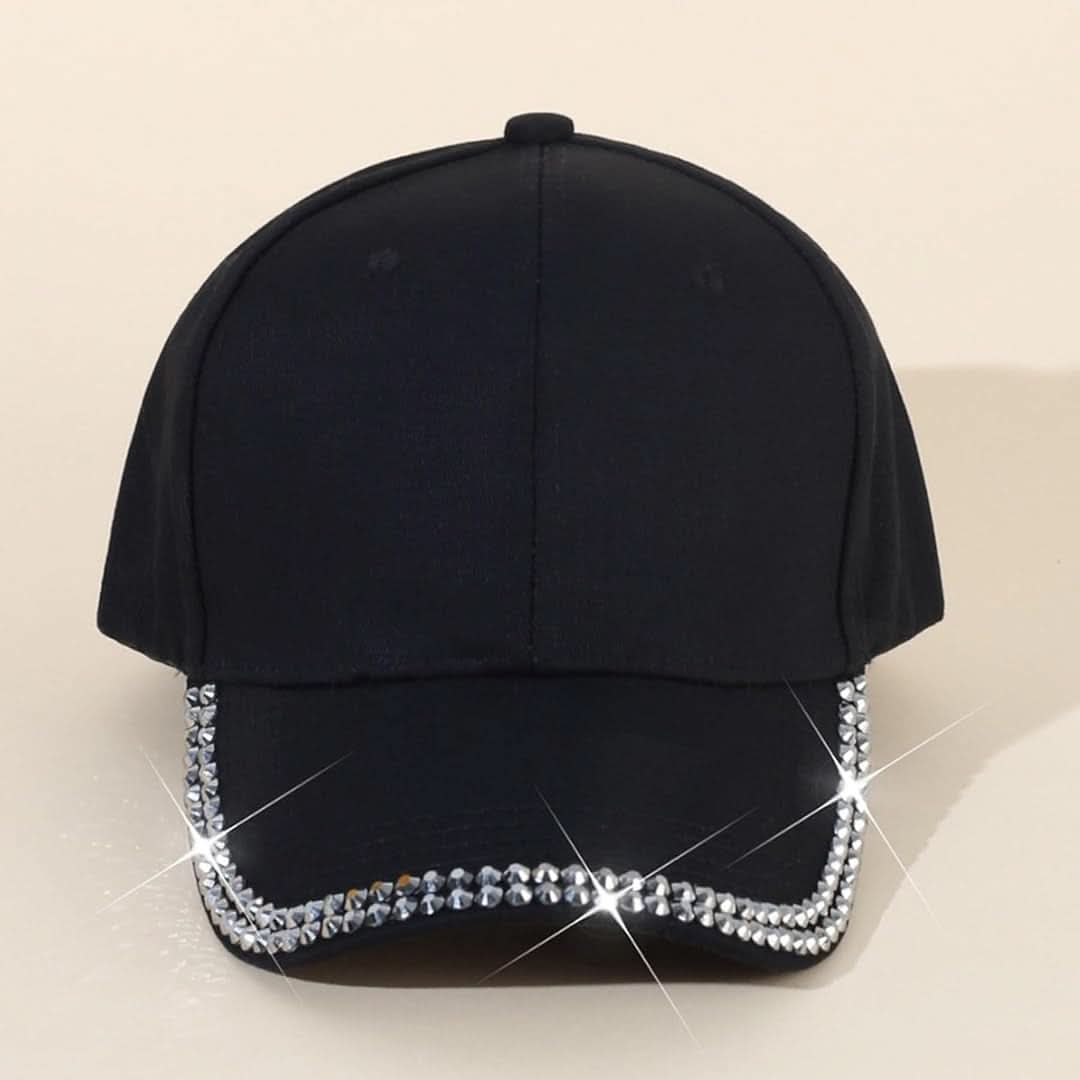 Women's Engraved Rhinestone Cap – Sparkle & Style Fashion Hat