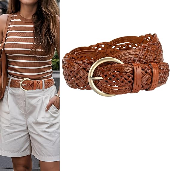 Women's Hand-Woven Wide Braided Belt – No Punch Needed