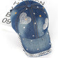 Women's Heart Studded Rhinestone Denim Baseball Cap – Stylish & Sparkly