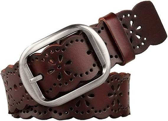 Women's Hollow Flower Genuine Leather Wide Belt