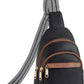Women's Leather Sling Bag Crossbody Chest Bag - Black