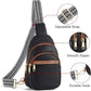 Women's Leather Sling Bag Crossbody Chest Bag - Black