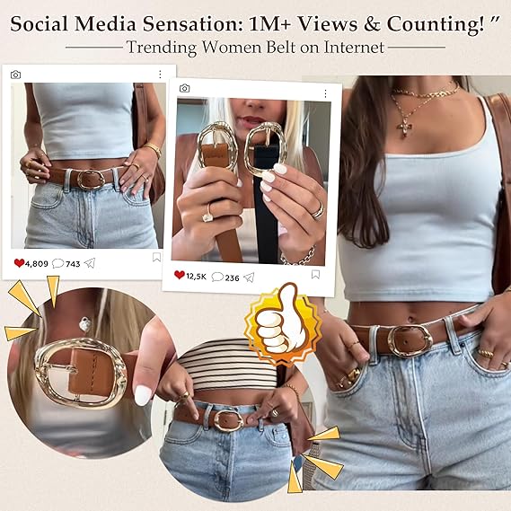 Women's Leather Waist Belt – Liquid Gold Buckle