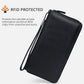 Women's RFID Blocking Zip-Around Leather Wallet Wristlet