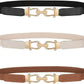 Women's Retro Stretch Skinny Belt – Gold Tuck Buckle