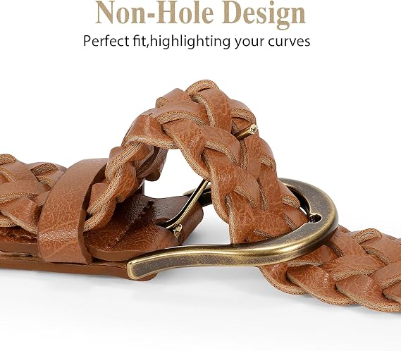 Women's Skinny Braided Belt - Antiqued Copper Buckle