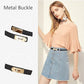 Women's Skinny Leather Belt – Golden Turn-Lock Buckle