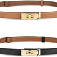 Women's Skinny Leather Belt – Golden Turn-Lock Buckle