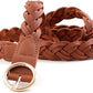Women's Skinny Woven PU Leather Belt – Navy