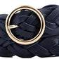 Women's Skinny Woven PU Leather Belt – Navy