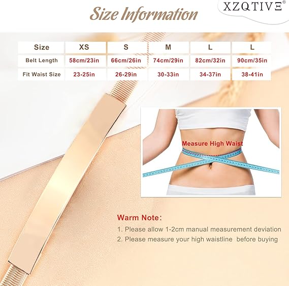 Women's Stretchy Metal Chain Waist Belt 2-Pack