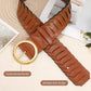 Women's Wide Braided Belt - Vintage Round Gold Buckle
