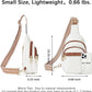 Women's Leather Sling Bag Crossbody Chest Bag - Beige
