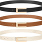 Women's Skinny Leather Belt 3-Pack – Alloy Buckle