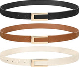 Women's Skinny Leather Belt 3-Pack – Alloy Buckle