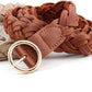 Women's Skinny Woven PU Leather Belt – Navy