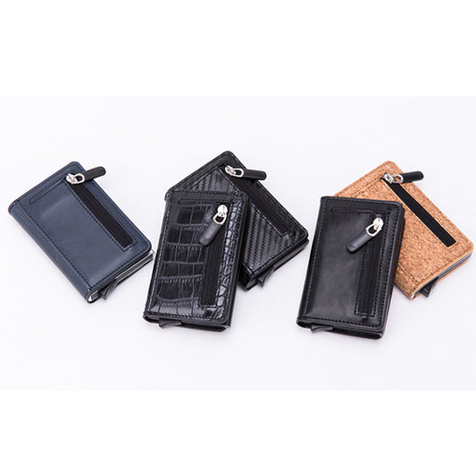 Carbon Fiber RFID Blocking Wallet – Slim Minimalist Metal Card Holder for Men & Women, Double-Sided Credit Card Case with Magnetic Closure
