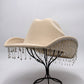 Warped Top Hat With Diamond Tassel Western Cowboy Hat