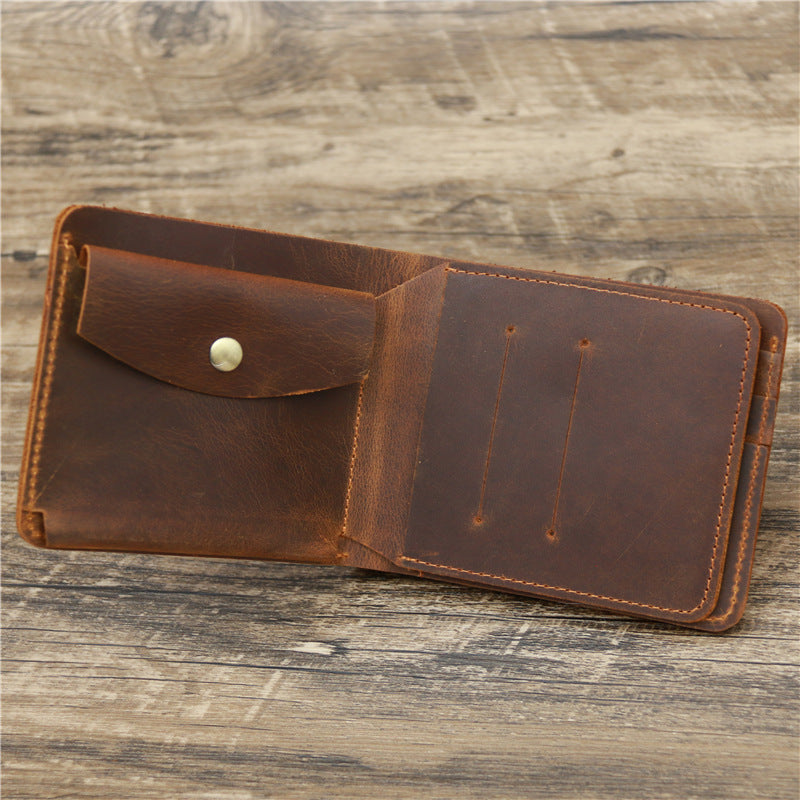 Men’s Retro Tri-fold Leather Wallet – Crazy Horse Cowhide