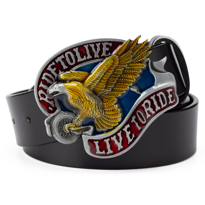 Casual Cowhide Leather Belt - Smooth Buckle Everyday Fit