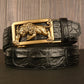 Men's Double Leather With Automatic Belt Buckle