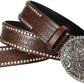 Western Cowboy PU Leather Belt – Floral Engraved