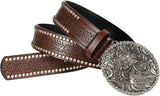 Western Cowboy PU Leather Belt – Floral Engraved