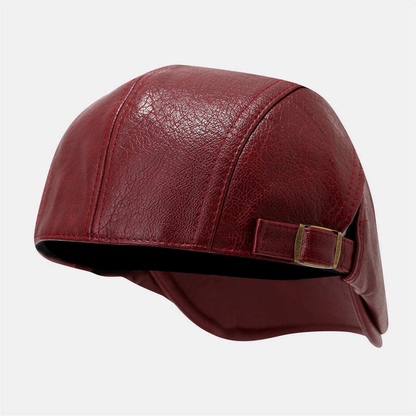 Adjustable PU Leather Newsboy Beret Cap