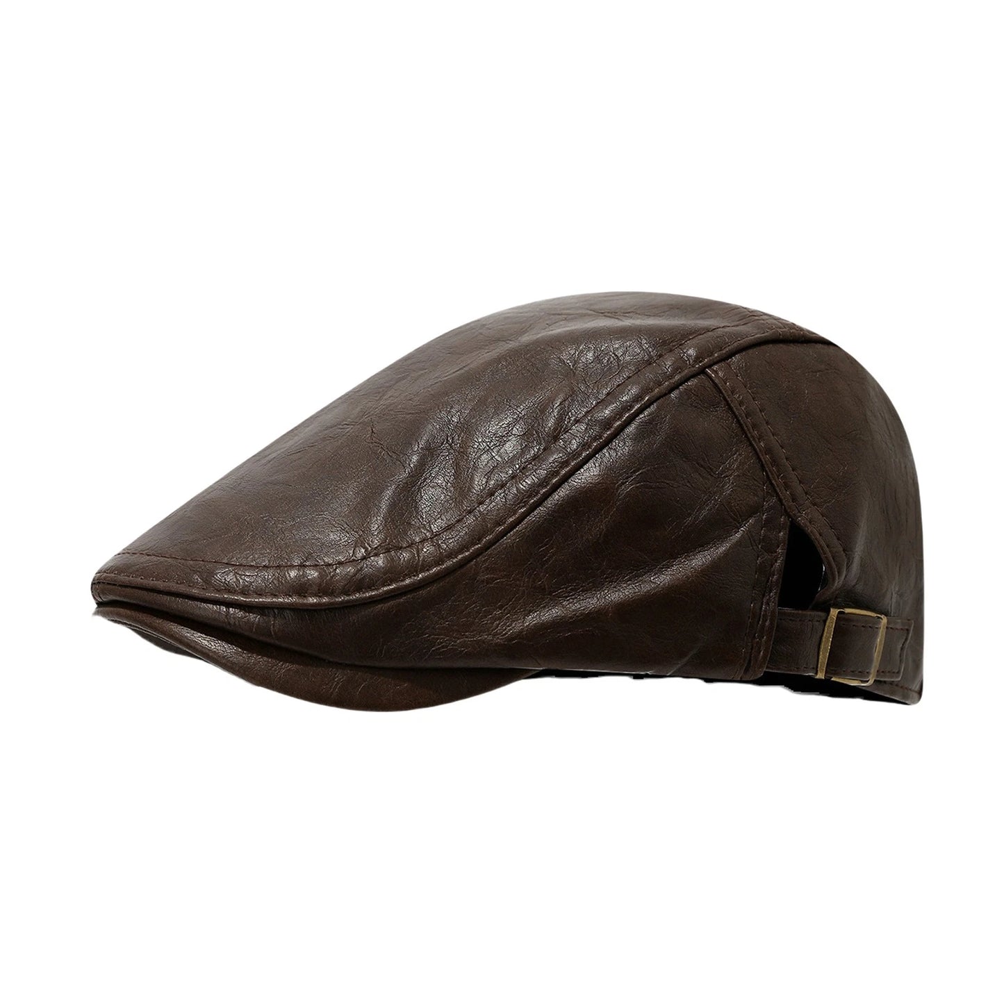 Adjustable PU Leather Newsboy Beret Cap