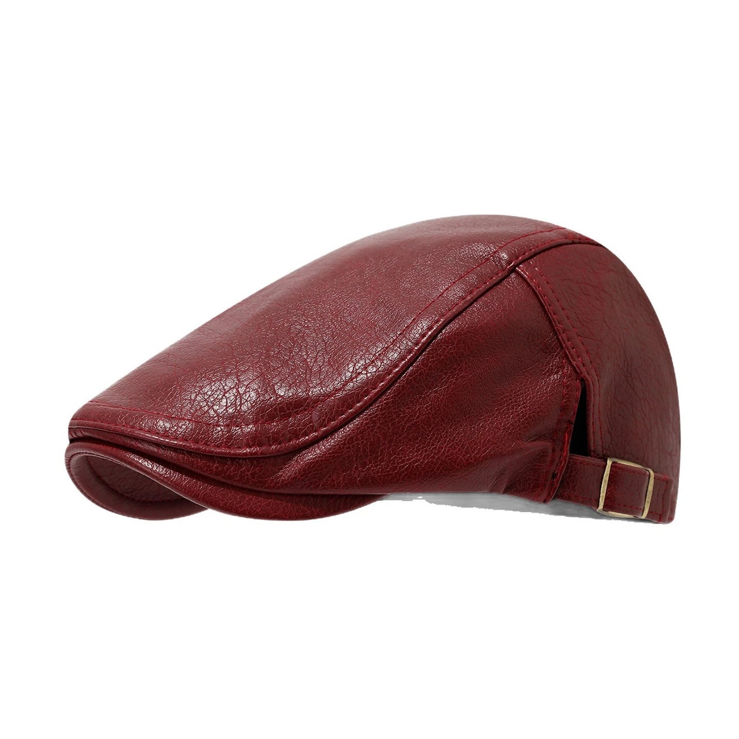 Adjustable PU Leather Newsboy Beret Cap