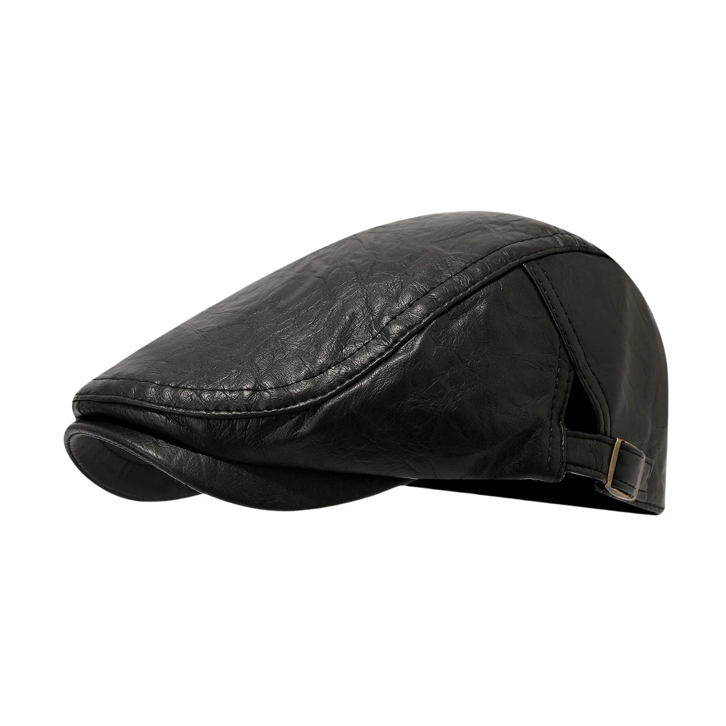 Adjustable PU Leather Newsboy Beret Cap