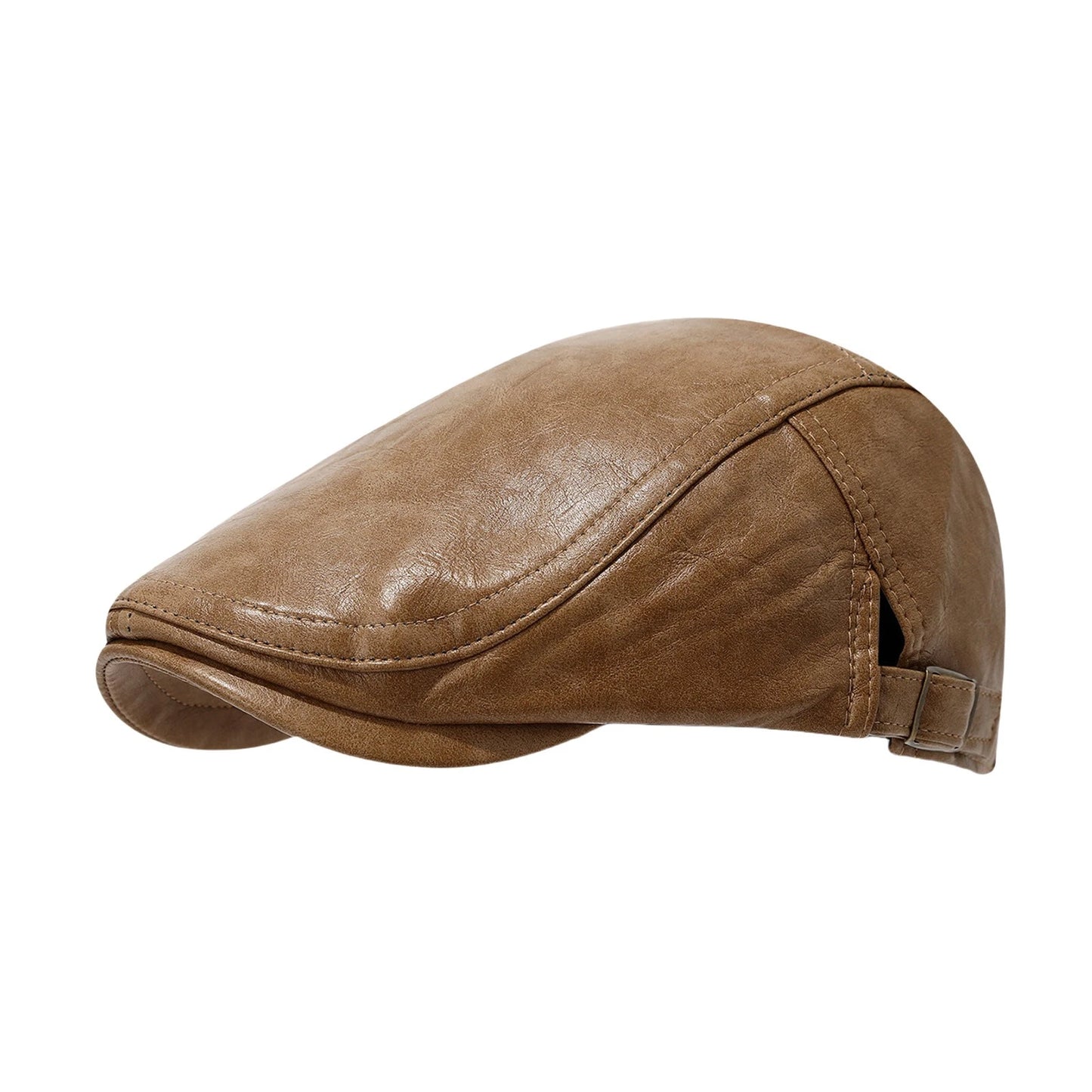 Adjustable PU Leather Newsboy Beret Cap