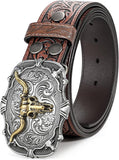 Western Leather Belt for Men – Removable Alloy Buckle